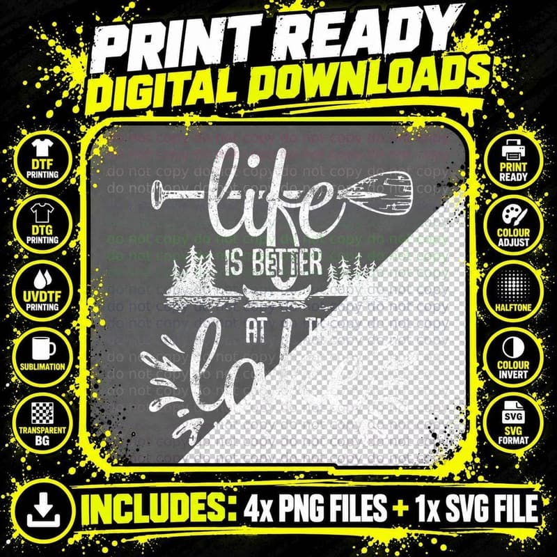 Life Is Better at the Lake Tshirt Boat Paddle Lakeshore Png SVG Digital Bundle