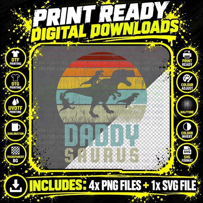 Mens Daddysaurus T Shirt Daddysaurus Rex Tshirt Fathers Png SVG Digital Bundle