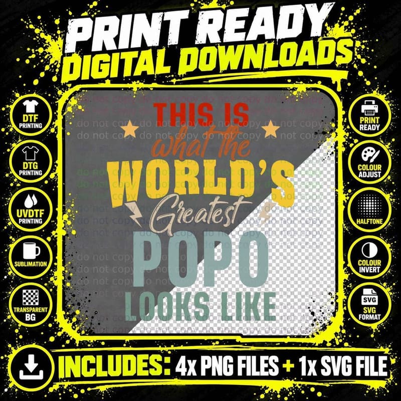 Mens What the World's Greatest Popo Looks Like Fathers Png SVG Digital Bundle