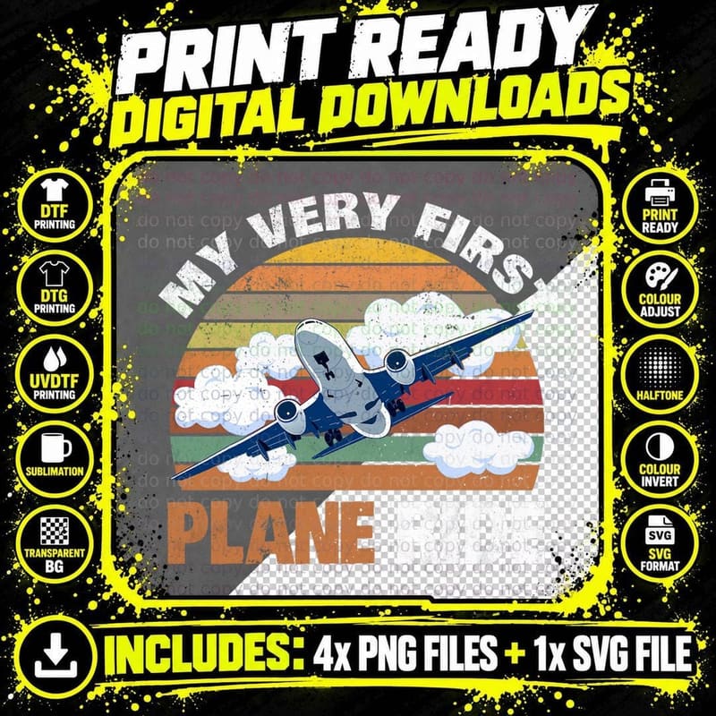 My Very First Plane Ride T-Shirt Png SVG Digital Bundle