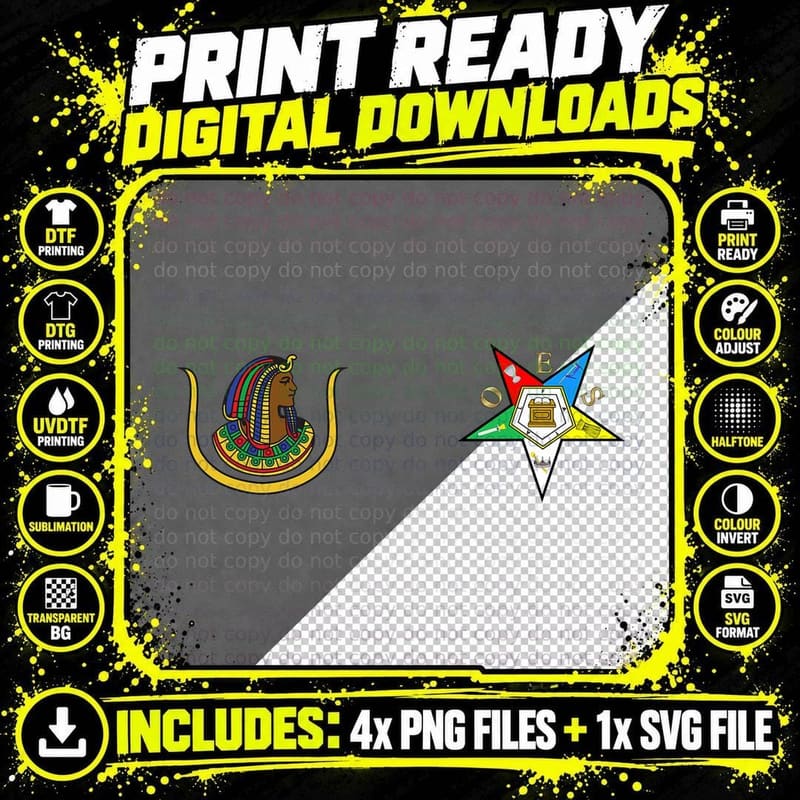 OES Daughters of Isis Pocket Split PHA Eastern Star DOI Png SVG Digital Bundle