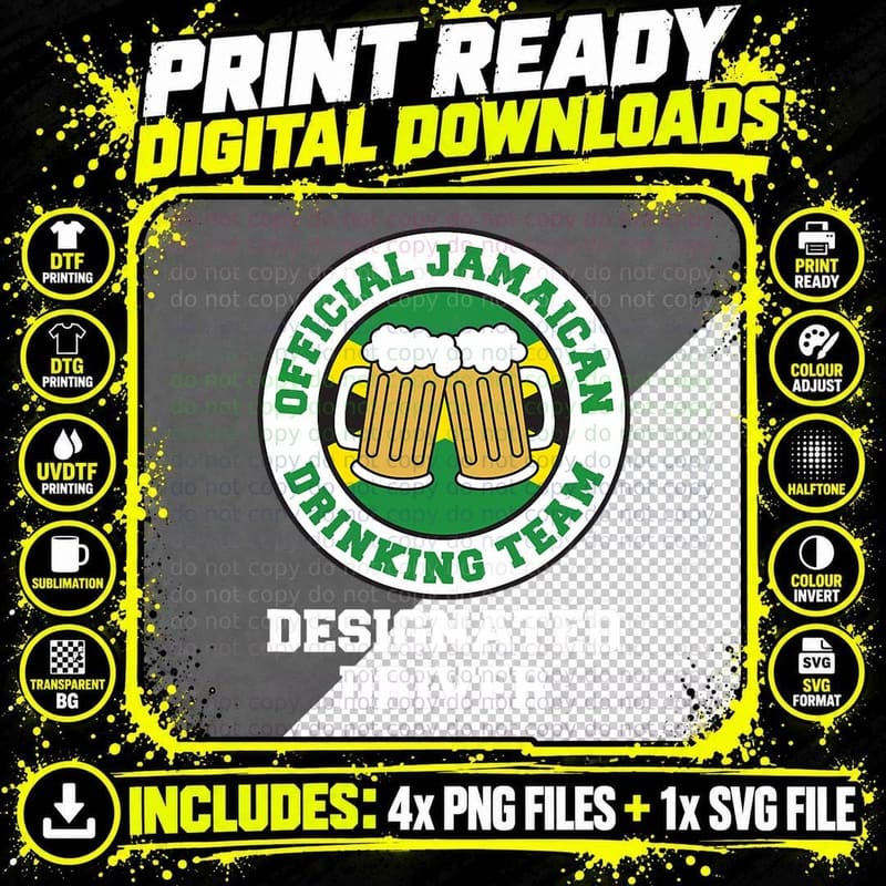 Official Jamaican Drinking Team Designated Driver T-Shirt Png SVG Digital Bundle