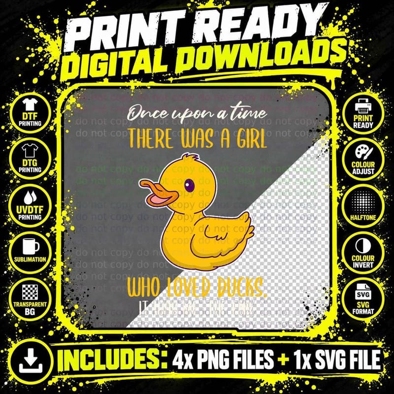 Once There Was a Girl Who Loved Ducks T-Shirt Png SVG Digital Bundle