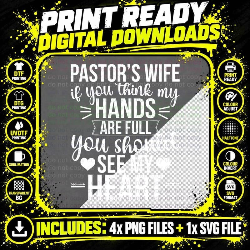 Pastor's Wife See My Heart Pastor Wife of a Pastor Png SVG Digital Bundle