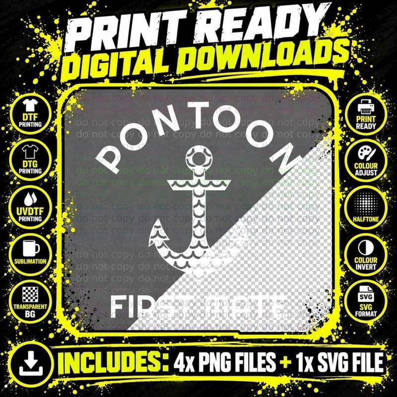 Pontoon First Mate Boat Anchor T-Shirt Png SVG Digital Bundle