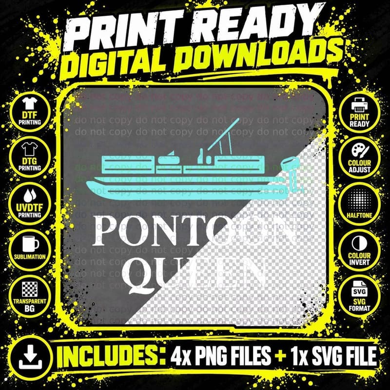 Pontoon Queen Shirt, Pontoon Lake Shirt Png SVG Digital Bundle