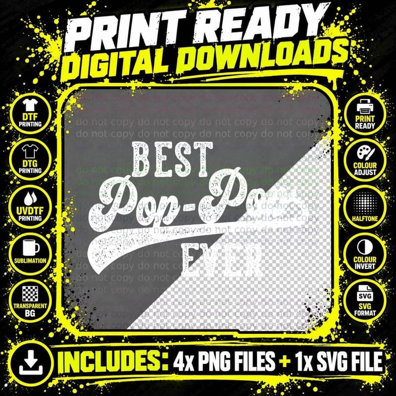 Pop-Pop Gifts from Grandkids Best Pop-Pop Ever Father's Png SVG Digital Bundle