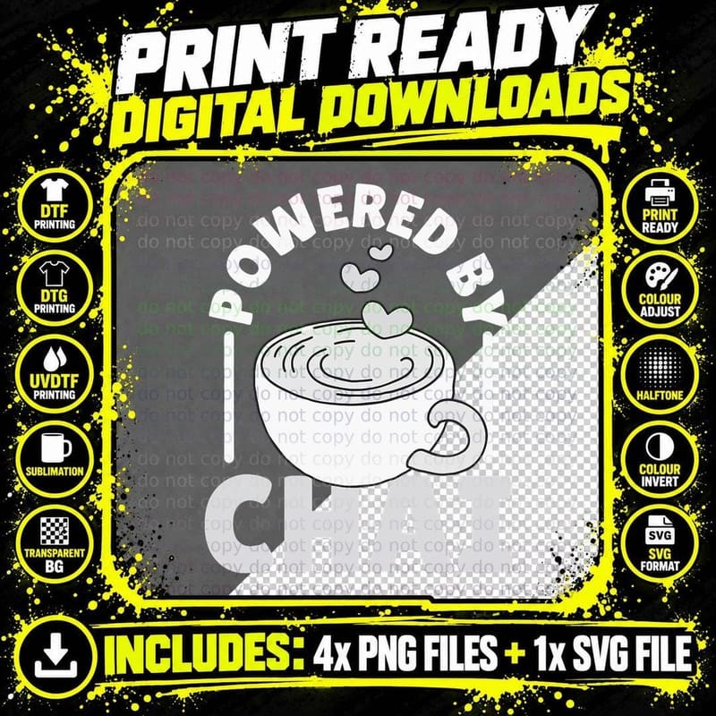 Powered by Chai Tea Masala Chai T-Shirt Png SVG Digital Bundle