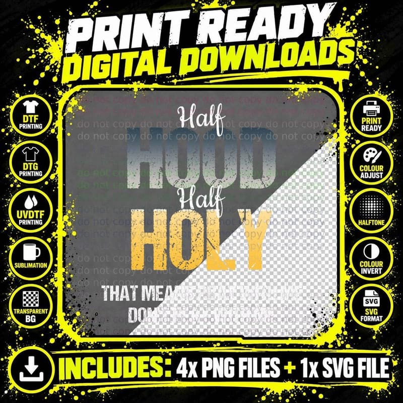 Pray with Me Don't Play Me T-Shirt Half Hood Half Holy Png SVG Digital Bundle