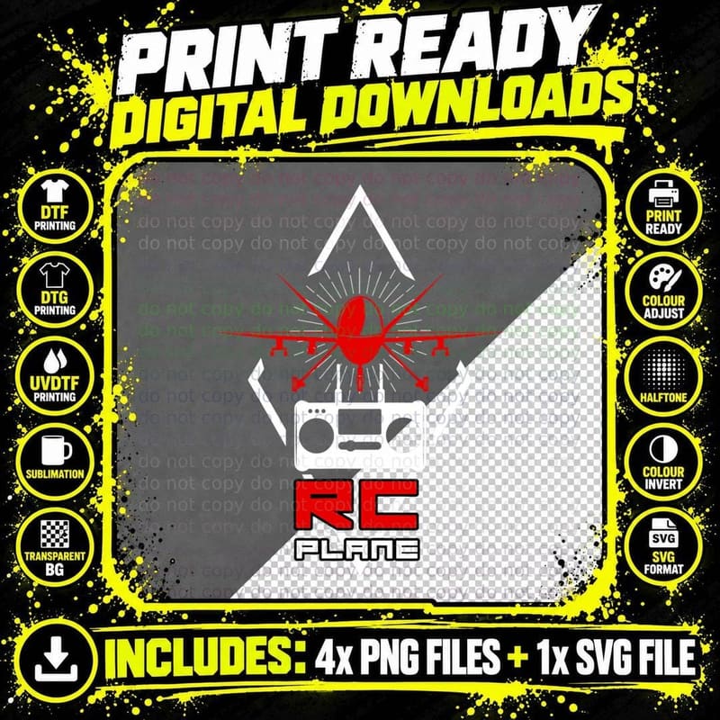 RC Plane Gift for Remote Control Lovers T-Shirt Png SVG Digital Bundle