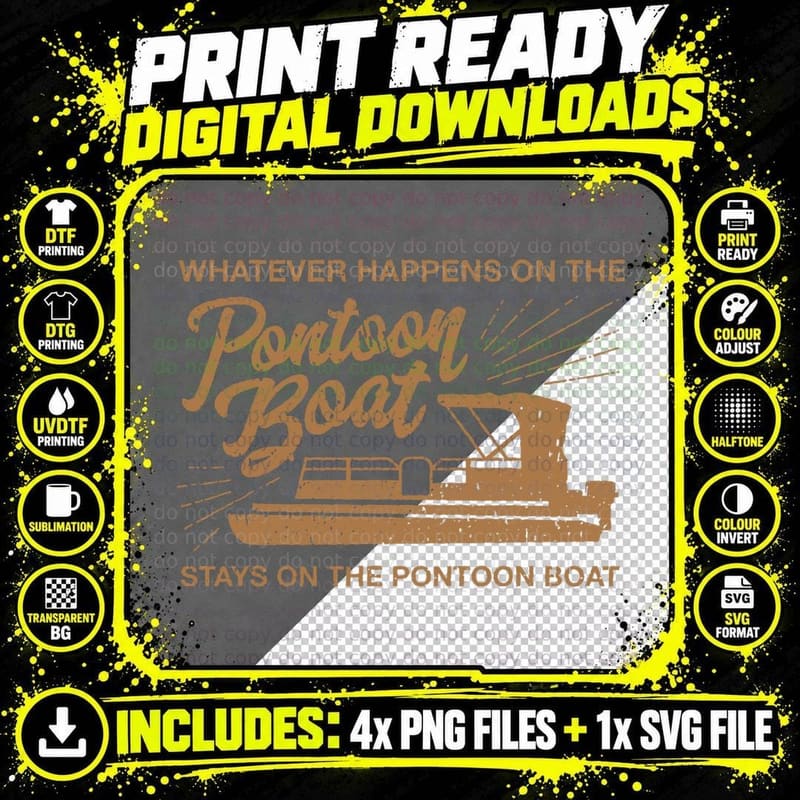 Whatever Happens on the Pontoon Boat T-Shirt Png SVG Digital Bundle