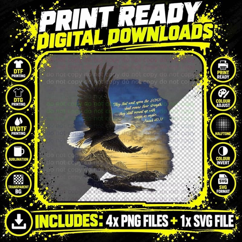 Wings as Eagles Isaiah 4031 Long T-Shirt Png SVG Digital Bundle