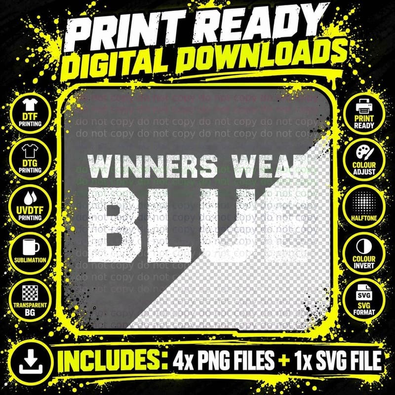 Winners Wear Blue Spirit Wear Team Game Color War T-Shirt Png SVG Digital Bundle