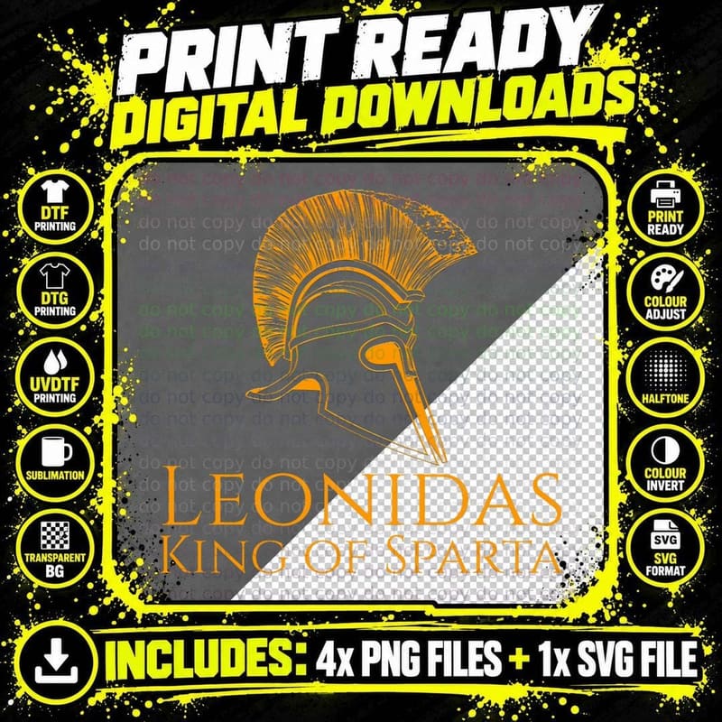 Ancient Greece T-Shirt - Leonidas King of Sparta Png SVG Digital Bundle