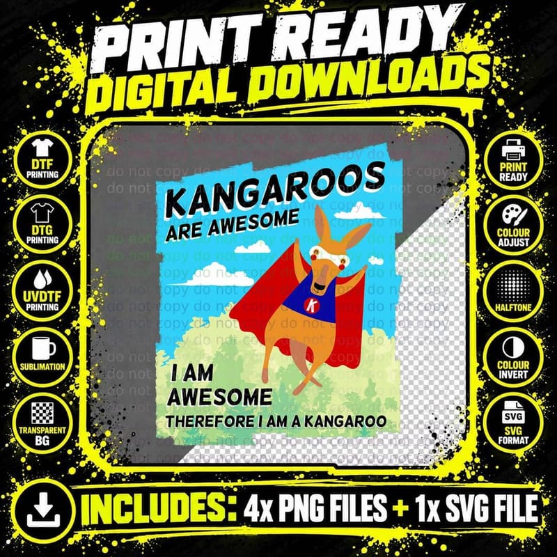 Awesome Cartoon I Am a Kangaroo Shirt for Kangaroo Png SVG Digital Bundle