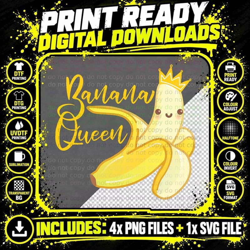 Banana Women Fruit Lover T-Shirt Png SVG Digital Bundle