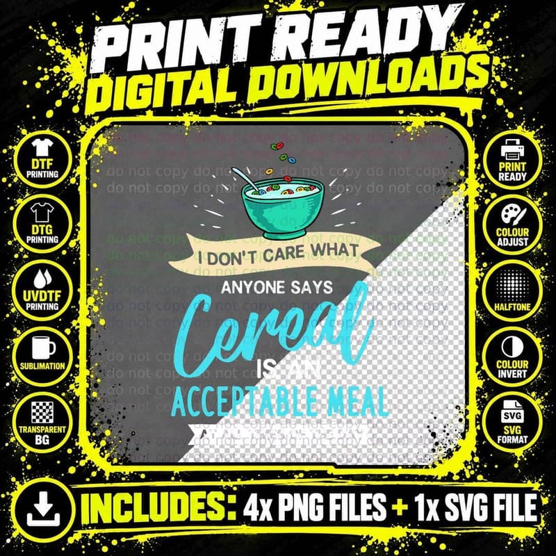 Cereal Killer Gift Bowl Box Breakfast T-Shirt Png SVG Digital Bundle