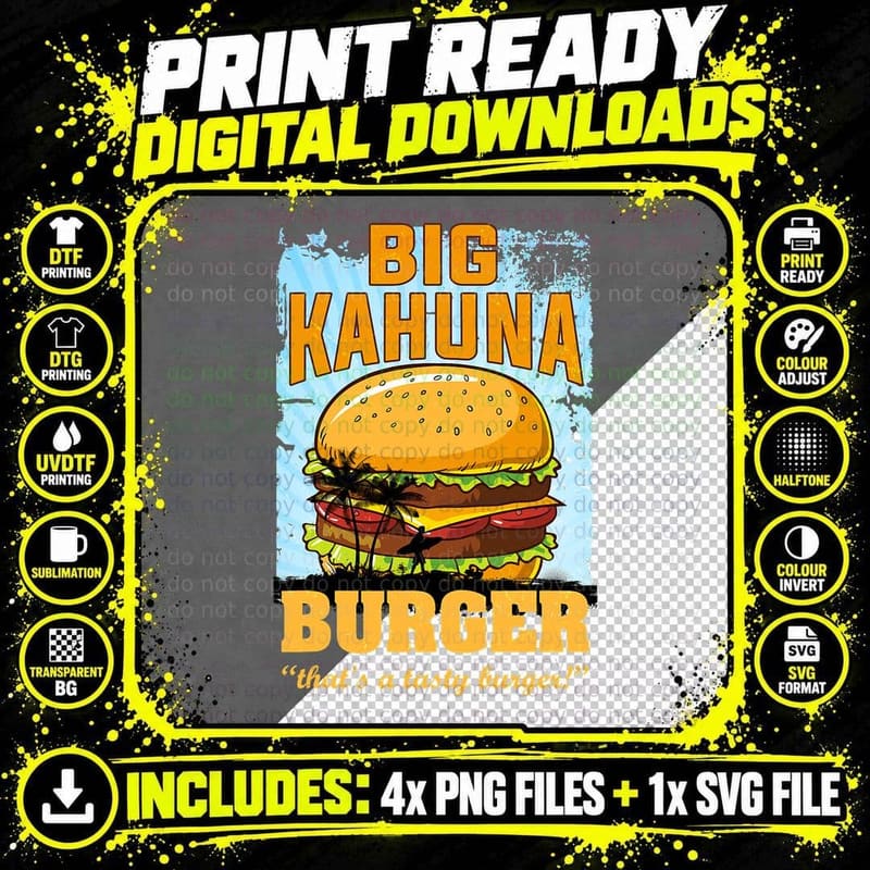 Cool Food Tees - Hot Premium Big Kahuna Burger T-Shirt Png SVG Digital Bundle