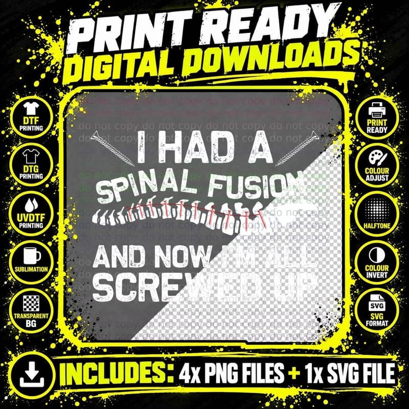 Cool Scoliosis Spinal Fusion Gift Back Surgery Recovery Png SVG Digital Bundle