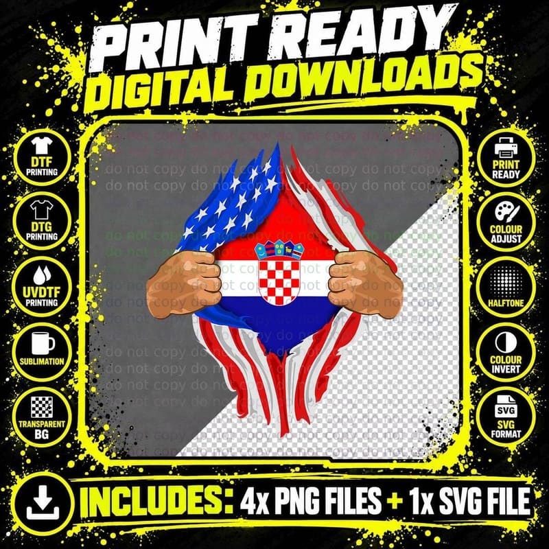Croatian Blood Inside Me T-Shirt Croatia Flag Gift Png SVG Digital Bundle