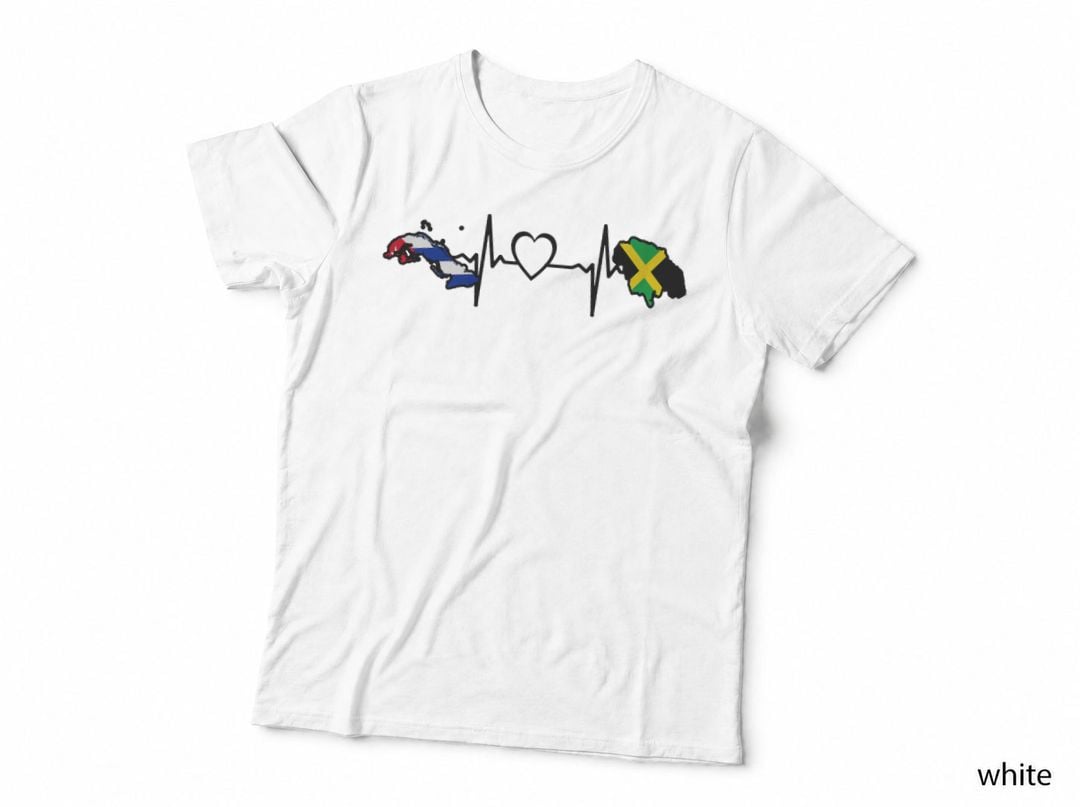 Cuban Jamaican Flag - Cuba Jamaica Heartbeat T-Shirt