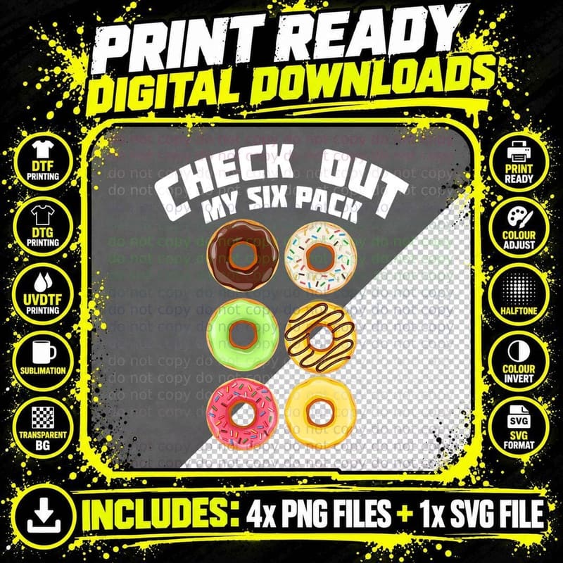 Cute Check Out My Six Pack Doughnut Abs Shirt Boys & Png SVG Digital Bundle
