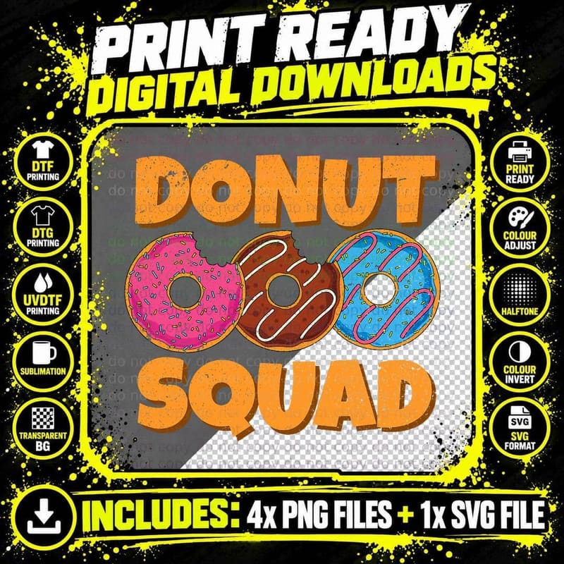 Donut Lover Doughnuts Snack Food Donut Squad Sweets Png SVG Digital Bundle
