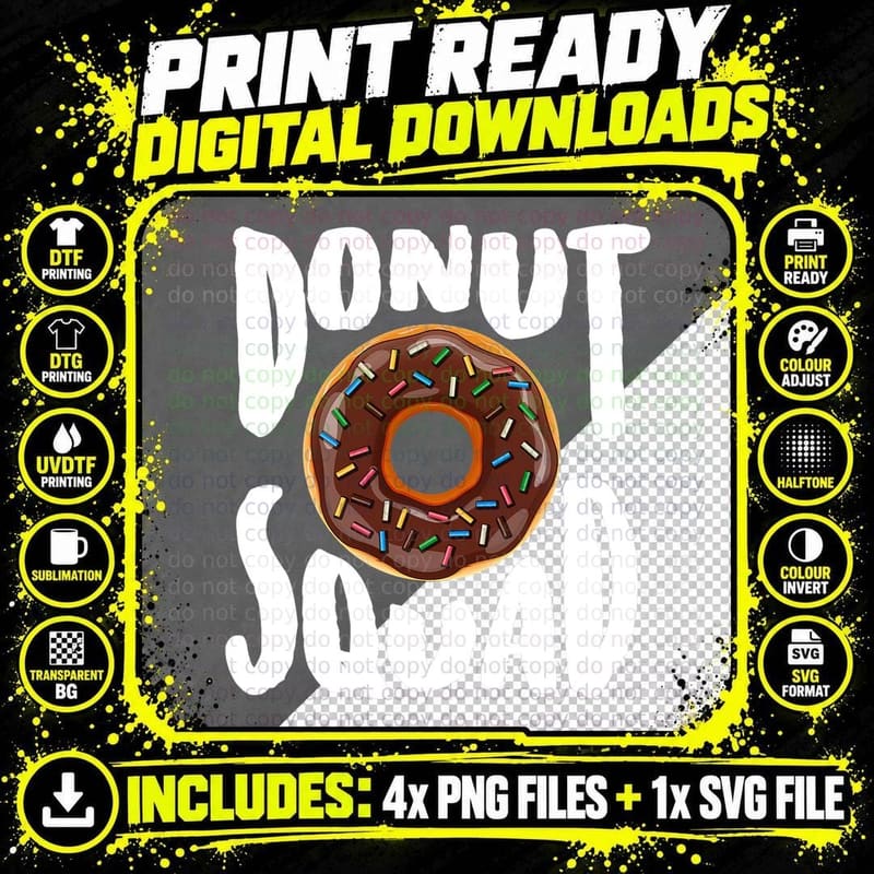 Donut Squad Shirt Cool Donut Lover T-Shirt Doughnut Gift Png SVG Digital Bundle