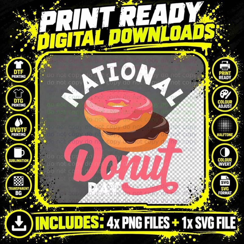 Doughnut Donut Day Donuts National Donut Day T-Shirt Png SVG Digital Bundle