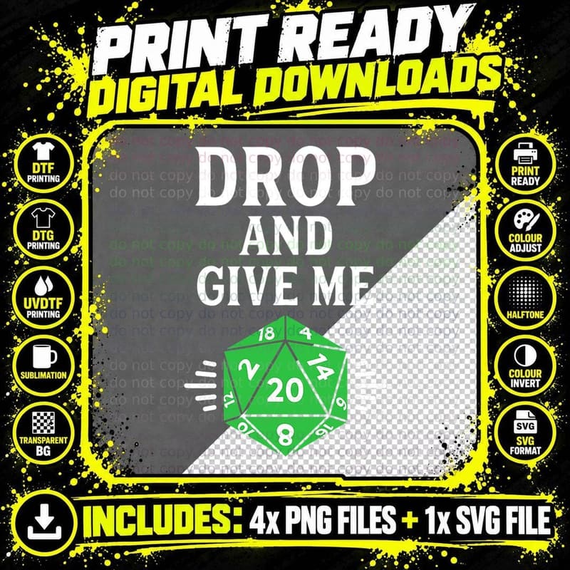 Dragons Game Master and D20 Twenty Sided Die Dice Png SVG Digital Bundle