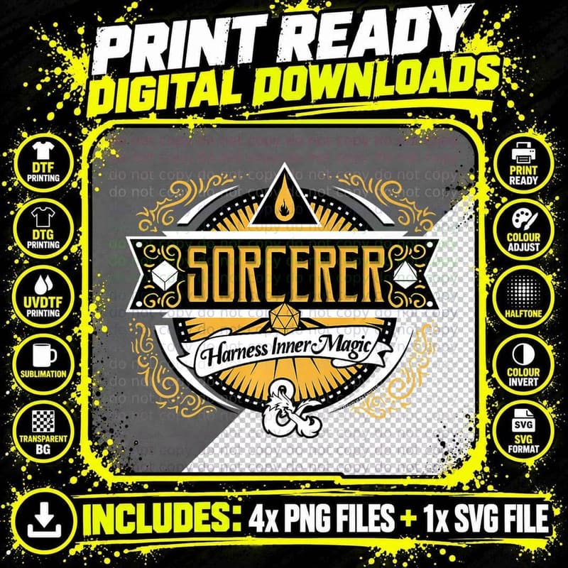 Dungeons & Dragons Sorcerer Harness Inner Magic T-Shirt Png SVG Digital Bundle