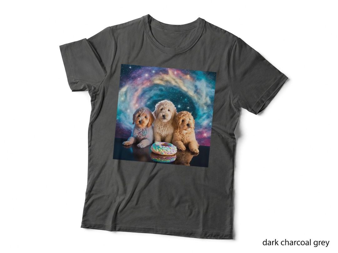 Goldendoodle in Space with Donuts Cute Doodle Boys Girls Men T-Shirt