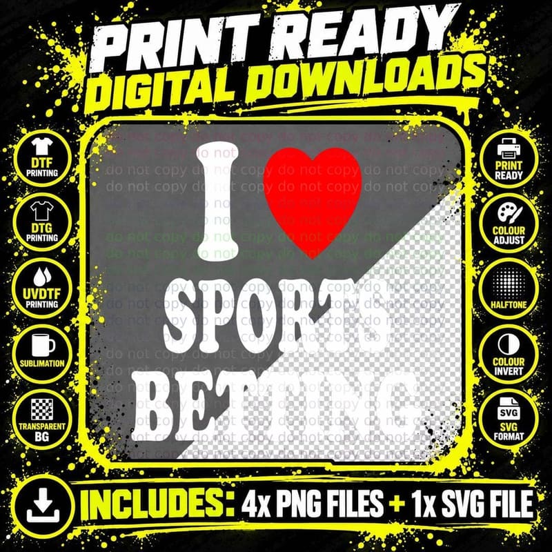 I Heart (Love) Sports Betting Wagering Predicting Png SVG Digital Bundle