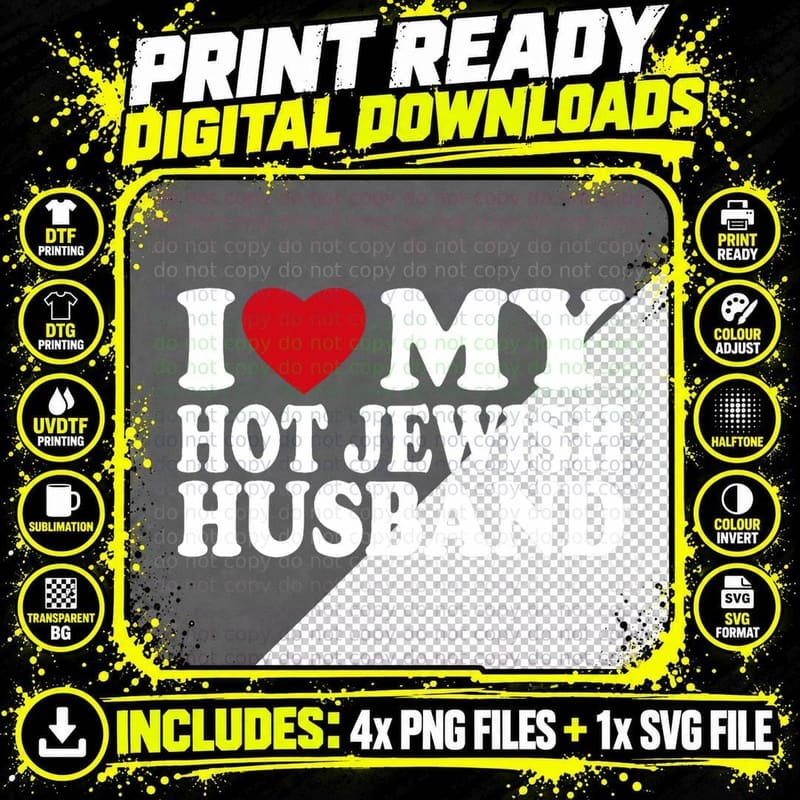 I Love My Hot Jewish Husband I Heart My Jewish Husband Png SVG Digital Bundle
