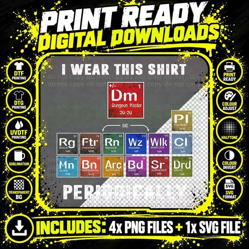 I Wear This Shir Periodically Classes Dnd T-Shirt Png SVG Digital Bundle