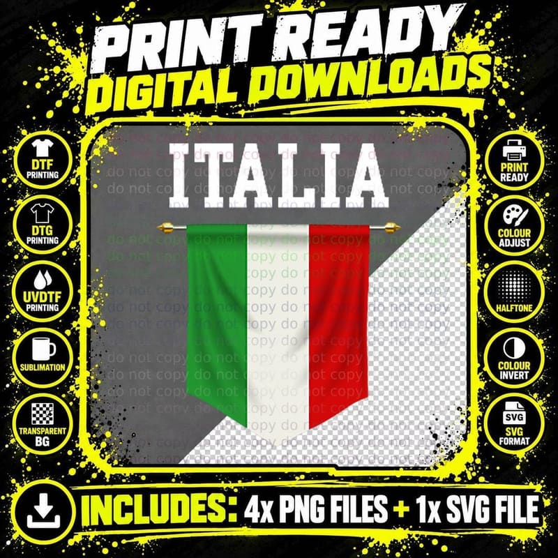 Italia Flag Italy Italian Italiano Family Men Women Kids Png SVG Digital Bundle