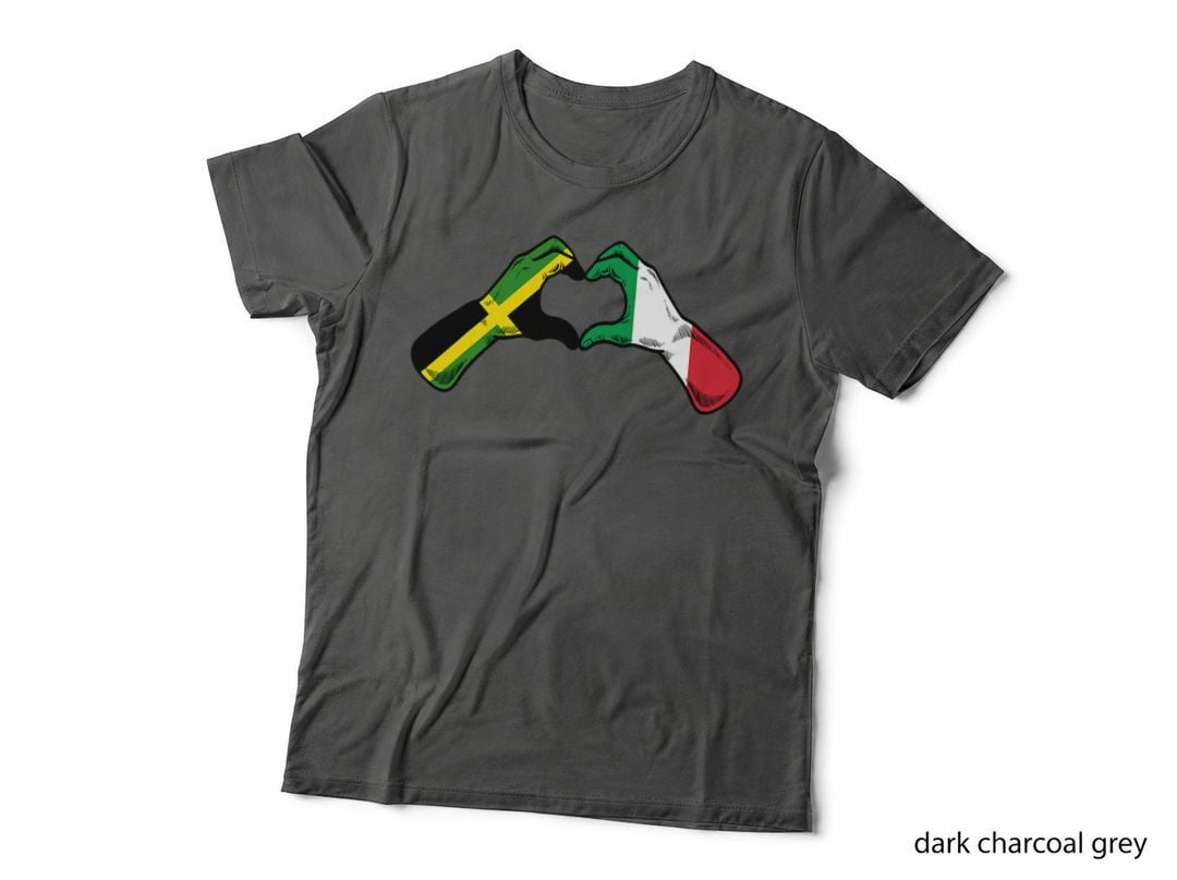 Jamaica Italy Flag Jamaican Italian Heart T-Shirt