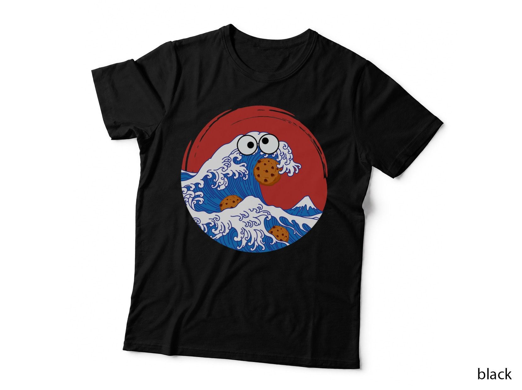 Kanagawa Great Wave Parody Wave Monster Eating Cookies T-Shirt
