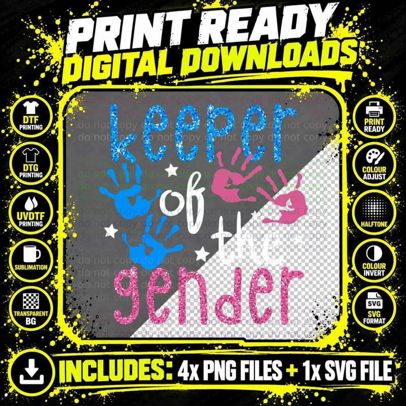 Keeper of the Gender I Reveal Outfit I Cute Baby Hands Png SVG Digital Bundle