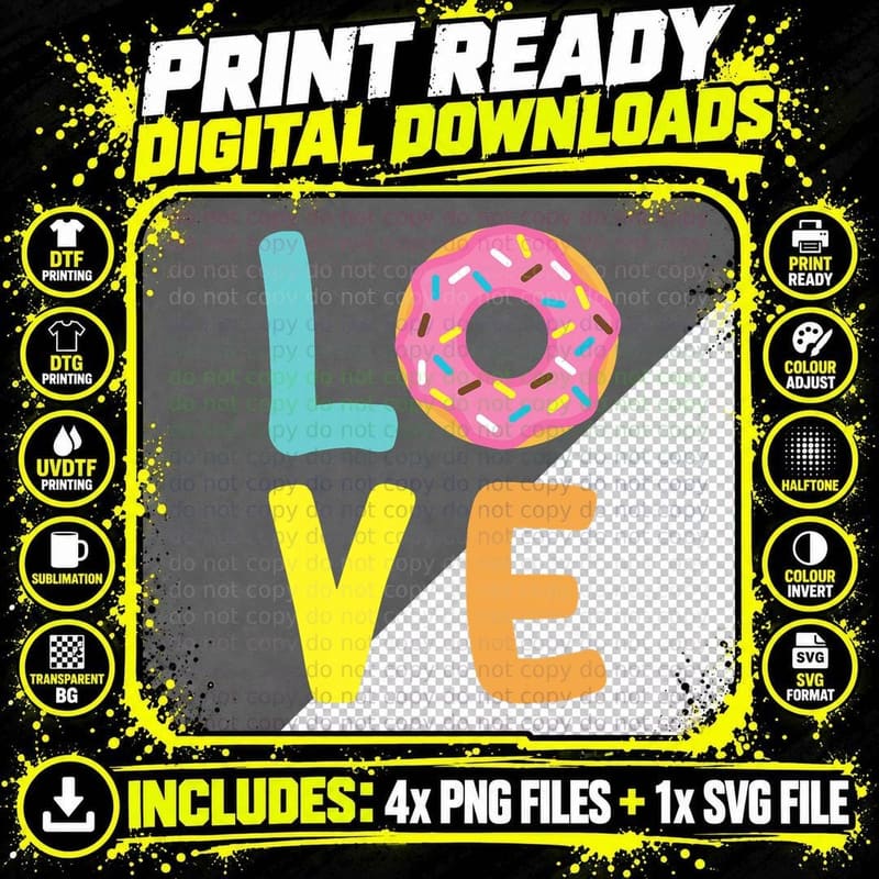 Kids Doughnut Donut Love Donuts T-Shirt Png SVG Digital Bundle