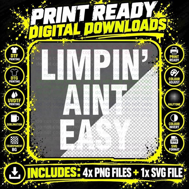 Knee Surgery Recovery Limpin' Ain't Easy T-Shirt Png SVG Digital Bundle