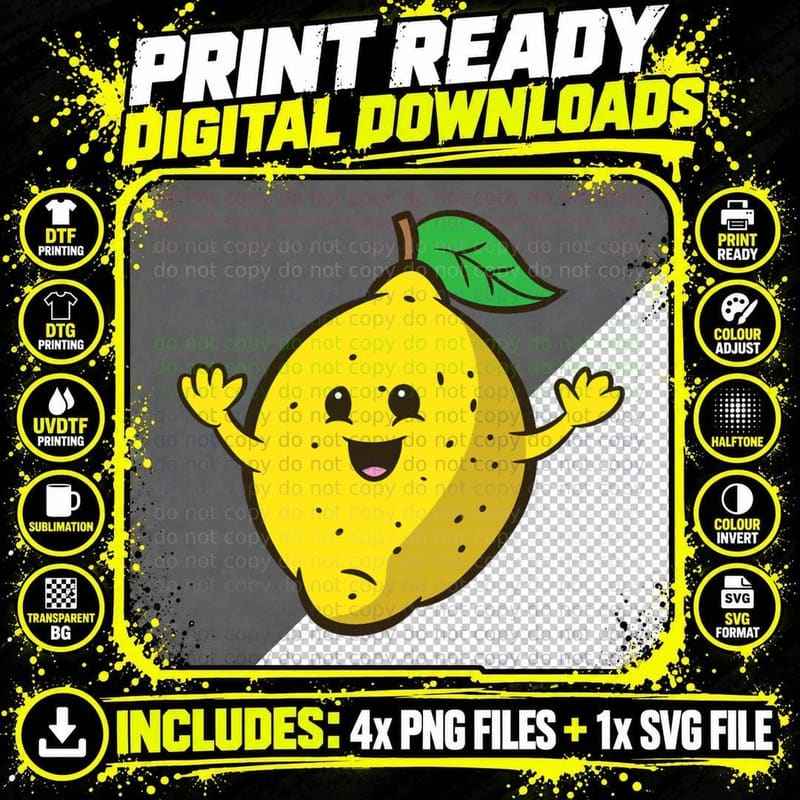 Lemon Citrus Fruit Love Sour Lemons T-Shirt Png SVG Digital Bundle