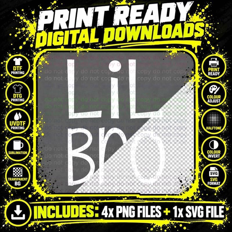 Lil Bro Little Brother Boys Matching Siblings Family Png SVG Digital Bundle