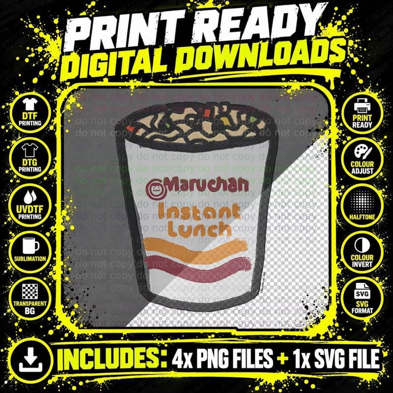 Maruchan Instant Lunch Ramen Noodle Doodle T-Shirt Png SVG Digital Bundle