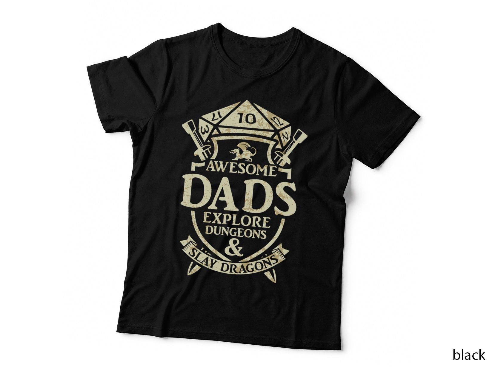 Mens Awesome Dads Explore Dungeons and Slay Dragons T-Shirt