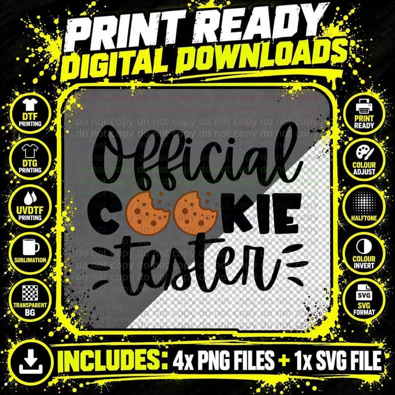 Official Cookie Tester T-Shirt Png SVG Digital Bundle