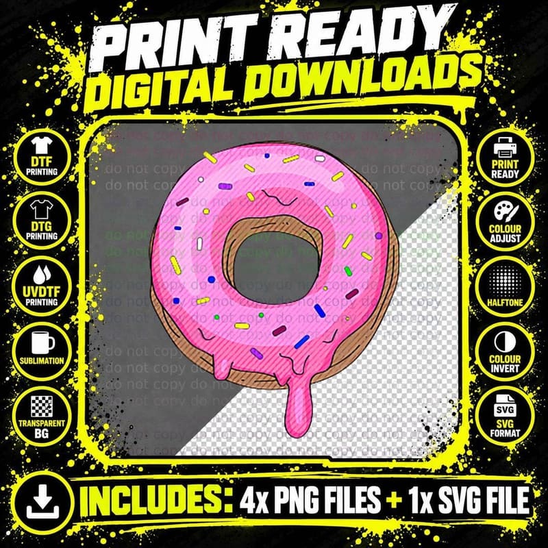 Pink Sprinkle Donut Pocket Doughnut Lovers Donuts Donut Png SVG Digital Bundle