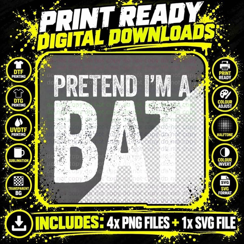 Pretend I'm a Bat T-Shirt Matching Costume Shirt T-Shirt Png SVG Digital Bundle