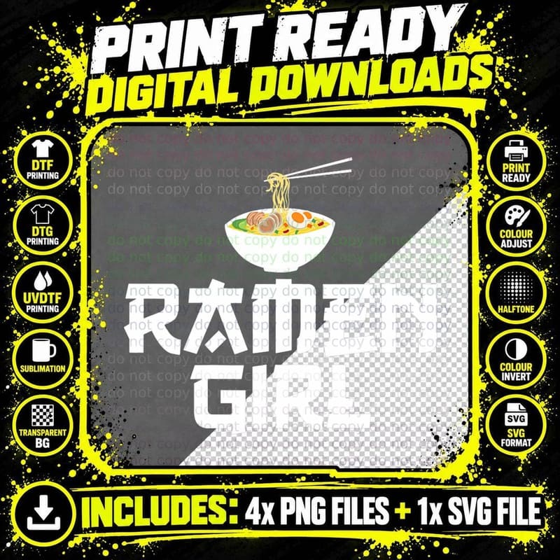 Ramen Girl Ramen Noodle T-Shirt Png SVG Digital Bundle