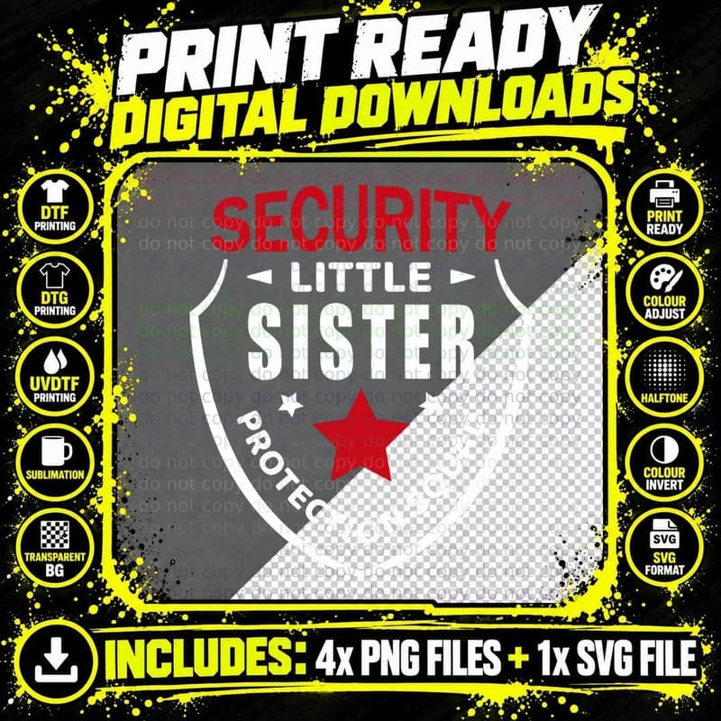 Security Little Sister Protection Squad Big Brother Png SVG Digital Bundle